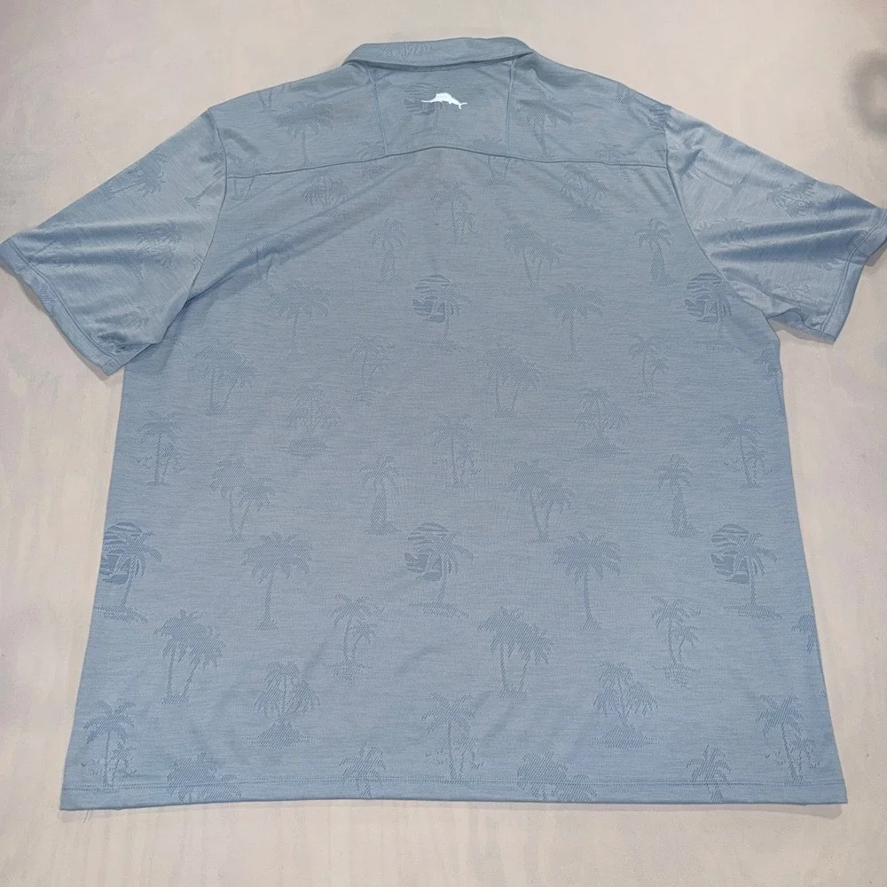 Tommy Bahama Polo Shirt Mens XXL Blue Palm Tree IslandZone Performance Golf
